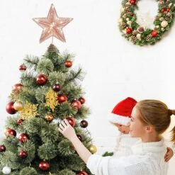 Christmas Star Tree Topper, Glitter 3D Star Tree Top With LED Lights For Christmas Tree Decoration And Holiday Seasonal Decor - Rose Gold 13 Christmas Star Tree Topper, Glitter 3D Star Tree Top With LED Lights For Christmas Tree Decoration And Holiday Seasonal Decor - Rose Gold -Christmas Lights Store 283537 2425689 HD