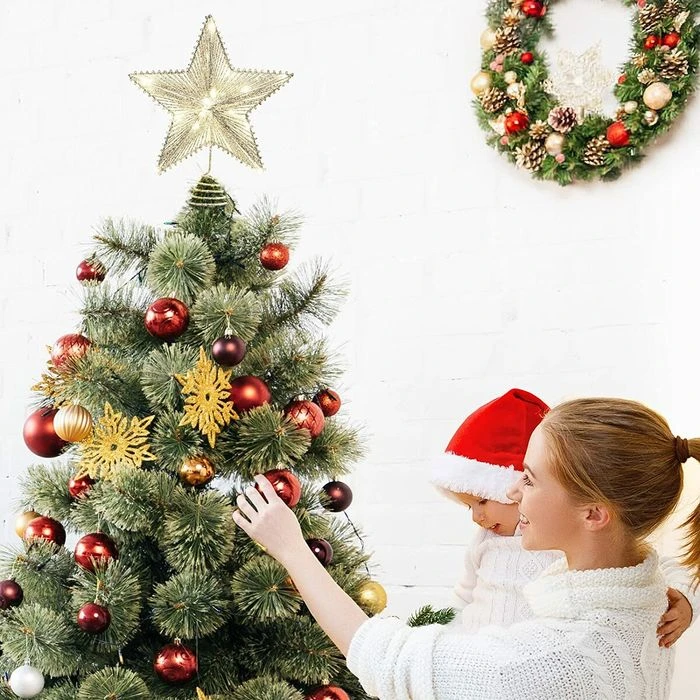 Christmas Star Tree Topper, Silver Glitter 3D Star Tree Top With LED Lights For Christmas Tree Decoration And Holiday Seasonal Decor - Silver 6 Christmas Star Tree Topper, Silver Glitter 3D Star Tree Top With LED Lights For Christmas Tree Decoration And Holiday Seasonal Decor - Silver - Image 6