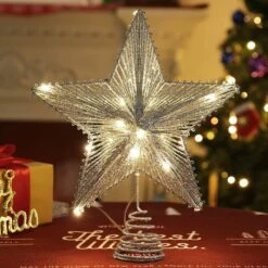 Christmas Star Tree Topper, Silver Glitter 3D Star Tree Top With LED Lights For Christmas Tree Decoration And Holiday Seasonal Decor - Silver 15 Christmas Star Tree Topper, Silver Glitter 3D Star Tree Top With LED Lights For Christmas Tree Decoration And Holiday Seasonal Decor - Silver -Christmas Lights Store 283539 2425709 HD