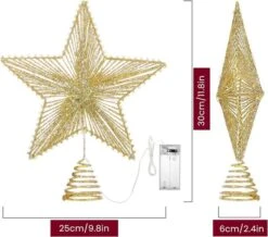 Christmas Star Tree Topper, Golden Glitter 3D Star Tree Top With LED Lights For Christmas Tree Decoration And Holiday Seasonal Decor - Gold -Christmas Lights Store 283541 2425717 HD