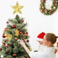 Christmas Star Tree Topper, Golden Glitter 3D Star Tree Top With LED Lights For Christmas Tree Decoration And Holiday Seasonal Decor - Gold -Christmas Lights Store 283541 2425723 HD