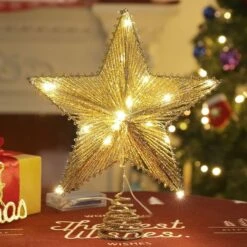 Christmas Star Tree Topper, Golden Glitter 3D Star Tree Top With LED Lights For Christmas Tree Decoration And Holiday Seasonal Decor - Gold -Christmas Lights Store 283541 2425727 HD