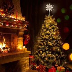 Christmas Tree Topper, Lighted Up Tree Topper 3D Geometric Star Glitter Tree Topper Battery Powered Brilliant Christmas Tree Top, Seasonal Lighting Christmas Tree Decoration, Silver -Christmas Lights Store 283543 2425737 HD