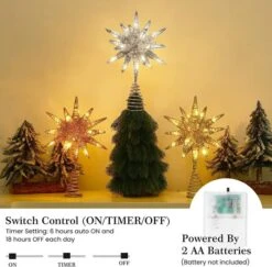 Christmas Tree Topper, Lighted Up Tree Topper 3D Geometric Star Glitter Tree Topper Battery Powered Brilliant Christmas Tree Top, Seasonal Lighting Christmas Tree Decoration, Silver -Christmas Lights Store 283543 2425743 HD