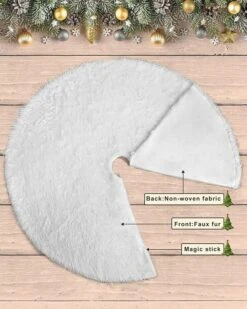 48 Inches Christmas Tree Skirt For Xmas Tree Holiday Party Decorations White Plush (White) -Christmas Lights Store 283765 2427971 HD