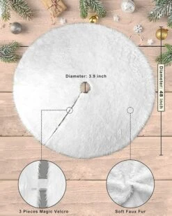 48 Inches Christmas Tree Skirt For Xmas Tree Holiday Party Decorations White Plush (White) -Christmas Lights Store 283765 2427977 HD