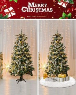 48 Inches Christmas Tree Skirt For Xmas Tree Holiday Party Decorations White Plush (White) -Christmas Lights Store 283765 2427979 HD