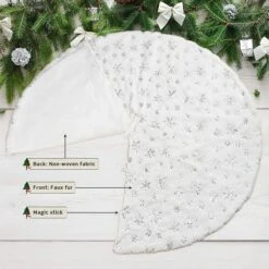 48 Inches Christmas Tree Skirt For Xmas Tree Holiday Party Decoration White Plush Gold Sequin Snowflake (Silver) 9 48 Inches Christmas Tree Skirt For Xmas Tree Holiday Party Decoration White Plush Gold Sequin Snowflake (Silver) -Christmas Lights Store 283767 2427989 HD
