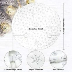 48 Inches Christmas Tree Skirt For Xmas Tree Holiday Party Decoration White Plush Gold Sequin Snowflake (Silver) 10 48 Inches Christmas Tree Skirt For Xmas Tree Holiday Party Decoration White Plush Gold Sequin Snowflake (Silver) -Christmas Lights Store 283767 2427991 F