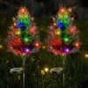 Christmas Decoration Outdoor Solar Tree Lights,Outdoor Lights Waterproof IP67,Auto On/Off Solar Pathway Stakes Pine Lights For Patio, Garden, Yard, Lawn, Cemetery Xmas Decor (2 Pack)