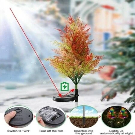 Christmas Decoration Outdoor Solar Tree Lights,Outdoor Lights Waterproof IP67,Auto On/Off Solar Pathway Stakes Pine Lights For Patio, Garden, Yard, Lawn, Cemetery Xmas Decor (2 Pack) 4 Christmas Decoration Outdoor Solar Tree Lights,Outdoor Lights Waterproof IP67,Auto On/Off Solar Pathway Stakes Pine Lights For Patio, Garden, Yard, Lawn, Cemetery Xmas Decor (2 Pack) - Image 4