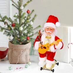 Electric Santa Claus Shaking Head Swing Feet Forward Singing Christmas Music Toywith Guitar Electric Singing Toys Christmas Decorations Toys -Christmas Lights Store 284103 2430479 HD