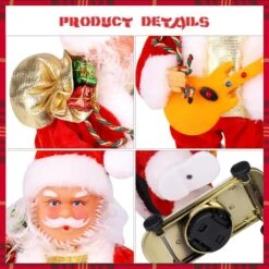 Electric Santa Claus Shaking Head Swing Feet Forward Singing Christmas Music Toywith Guitar Electric Singing Toys Christmas Decorations Toys -Christmas Lights Store 284103 2430481 HD