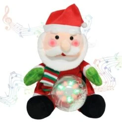 Christmas Reindeer Interactive Singing Animation Plush Animal Music Electric Stuffed Toy With Ball Children Gift (Santa Claus)