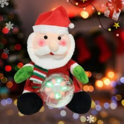 Christmas Reindeer Interactive Singing Animation Plush Animal Music Electric Stuffed Toy With Ball Children Gift (Santa Claus) -Christmas Lights Store 284109 2430547 HD