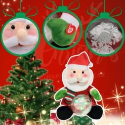 Christmas Reindeer Interactive Singing Animation Plush Animal Music Electric Stuffed Toy With Ball Children Gift (Santa Claus) -Christmas Lights Store 284109 2430555 HD