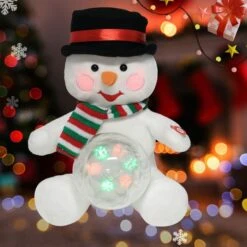 Christmas Reindeer Interactive Singing Animation Plush Animal Music Electric Stuffed Toy With Ball Children Gift (Snowman) -Christmas Lights Store 284111 2430569 HD