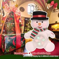 Christmas Reindeer Interactive Singing Animation Plush Animal Music Electric Stuffed Toy With Ball Children Gift (Snowman) -Christmas Lights Store 284111 2430577 HD