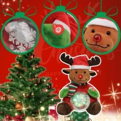 Christmas Reindeer Interactive Singing Animation Plush Animal Music Electric Stuffed Toy With Ball Children Gift (Elk) -Christmas Lights Store 284113 2430603 HD