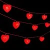 3M 20 LED Heart String Lights Valentines Day Heart Plastic Light Set Battery Operated Fairy String Lights For Valentines, Wedding, Christmas, Birthday Party Decor (RED)