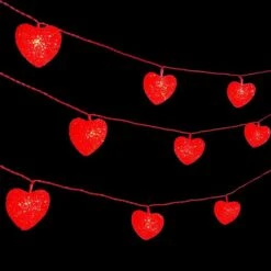 3M 20 LED Heart String Lights Valentines Day Heart Plastic Light Set Battery Operated Fairy String Lights For Valentines, Wedding, Christmas, Birthday Party Decor (RED)