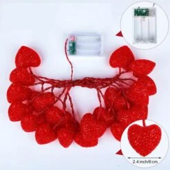 3M 20 LED Heart String Lights Valentines Day Heart Plastic Light Set Battery Operated Fairy String Lights For Valentines, Wedding, Christmas, Birthday Party Decor (RED) -Christmas Lights Store 286361 2458555 HD