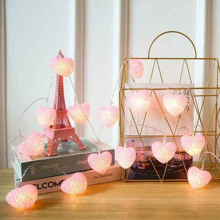 3M 20 LED Heart String Lights Valentines Day Heart Plastic Light Set Battery Operated Fairy String Lights For Valentines, Wedding, Christmas, Birthday Party Decor (Pink) 9 3M 20 LED Heart String Lights Valentines Day Heart Plastic Light Set Battery Operated Fairy String Lights For Valentines, Wedding, Christmas, Birthday Party Decor (Pink) - Image 9