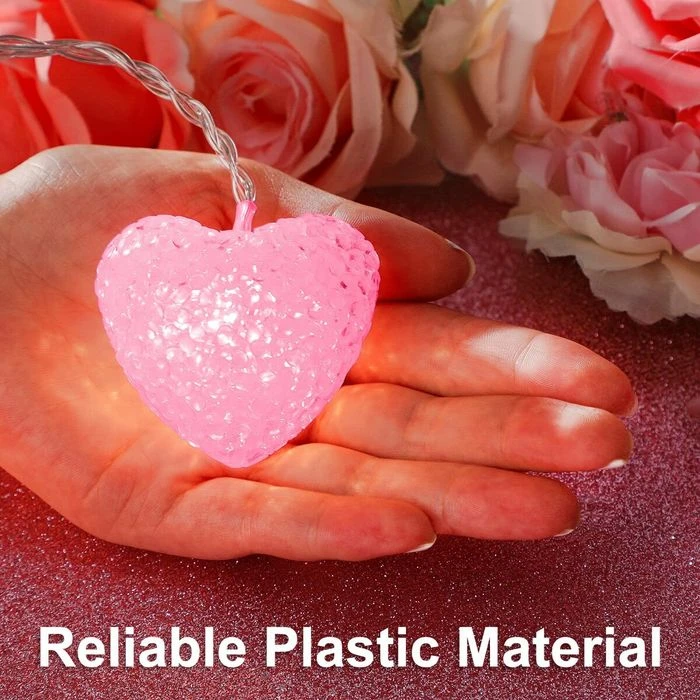 3M 20 LED Heart String Lights Valentines Day Heart Plastic Light Set Battery Operated Fairy String Lights For Valentines, Wedding, Christmas, Birthday Party Decor (Pink) 11 3M 20 LED Heart String Lights Valentines Day Heart Plastic Light Set Battery Operated Fairy String Lights For Valentines, Wedding, Christmas, Birthday Party Decor (Pink) - Image 11