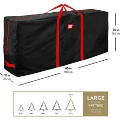 Christmas Tree Storage Bag, Durable Handles And Sleek Dual Zipper165 X 38 X 76 CM Black -Christmas Lights Store 286381 2458807 F