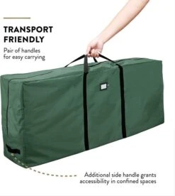 Christmas Tree Storage Bag, Durable Handles And Sleek Dual Zipper165 X 38 X 76 CM Green