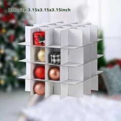 Christmas Ornament Storage Box Hold 64 Christmas Balls Holiday Ornaments Xmas Holiday Ornament Storage Cube Organizer Christmas Chest With Dividers -Christmas Lights Store 288971 2485561 HD