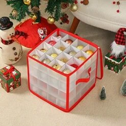 Christmas Ornament Storage Box Hold 64 Christmas Balls Holiday Ornaments Xmas Holiday Ornament Storage Cube Organizer Christmas Chest With Dividers -Christmas Lights Store 288971 2485563 F
