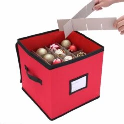 Christmas Ornament Storage Box 600D Oxford Fabric Stores Up-to 64 Standard Holiday Ornaments Holder 30X30X30cm 4 Layer Xmas Storage Containers -Christmas Lights Store 288973 2485583 HD