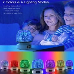 Night Light Bluetooth Speaker, 360 Rotation 7 Color Changing LED Dimmable Beside Table Lamp For Bedroom, Cool Stuff Christmas Gift